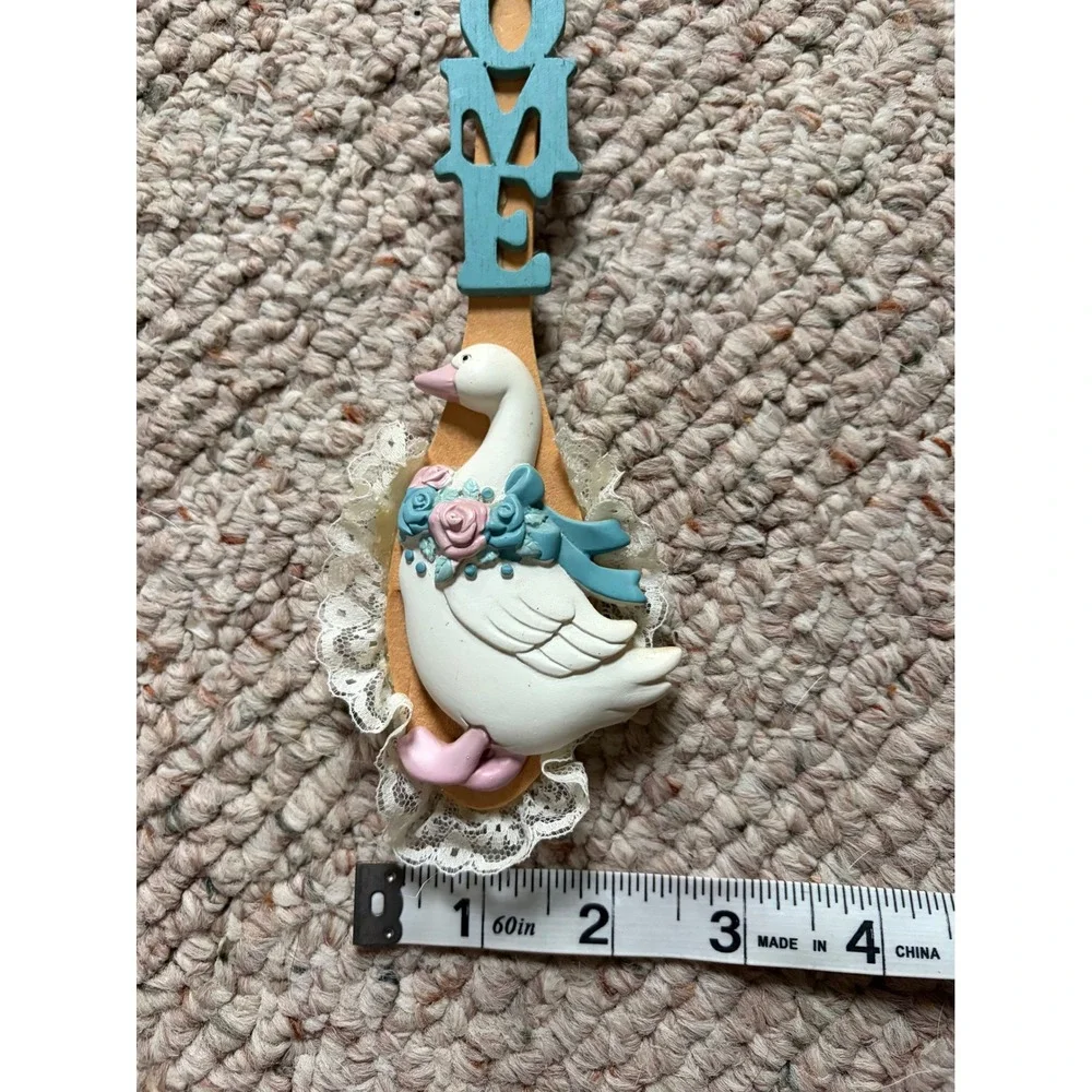 Vintage Wooden Welcome Sign Goose Floral Lace Wall Decor Farmhouse
